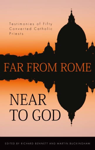 Image shows silhouette of Italian architecture at sunset with book title promoting Christian faith and conversion stories.