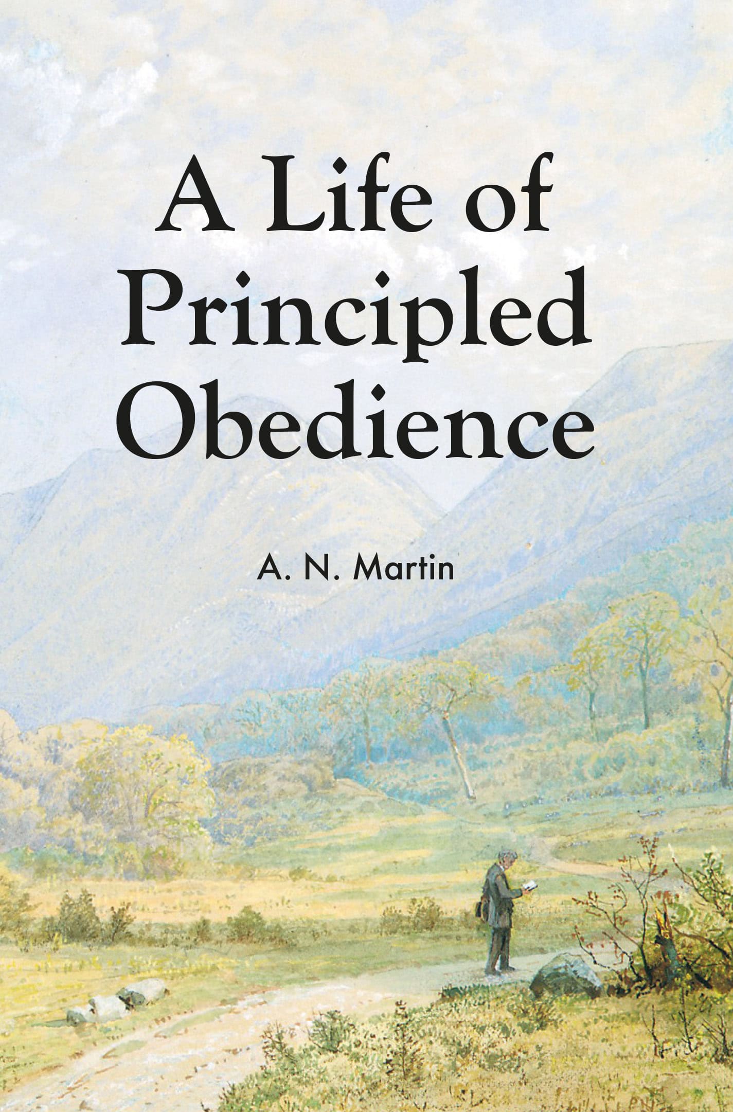 An illustration of a person reading in nature, with mountains and trees, symbolising faith and devotion for Christianity in the UK.