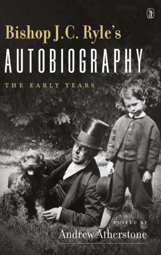 A black and white vintage photo of a man in a top hat with two children and a dog, illustrating early years, from Bishop J.C. Ryle's autobiography.