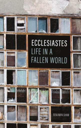 2. A weathered building wall with a large black sign that reads "Ecclesiastes: Life in a Fallen World" promotes Christian teachings by Benjamin Shaw, symbolising resilience and hope in a decaying world.